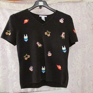 Vintage a giannetti Embroidered Beach Summer Womens SS Sweater Size Large